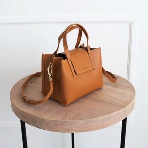 AALLYN Stella Mini Leather Satchel in Burnt Caramel